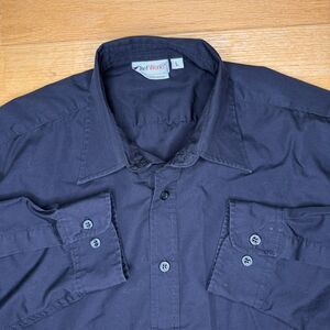 CHEF WORKS D-150 Men's Button Up Long Sleeve Dress Shirt Black L GUC Hospitality